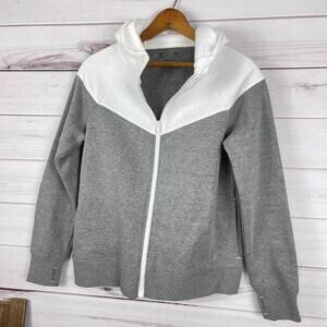 Xersion Quick-Dri Fleece Full Zip Hooded Jacket Girls Gray White Size XL 16